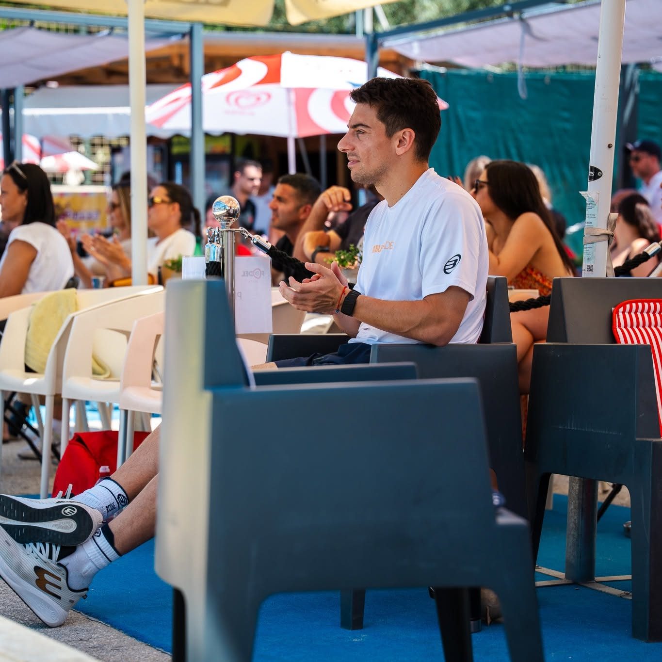 Spectators watching courtside