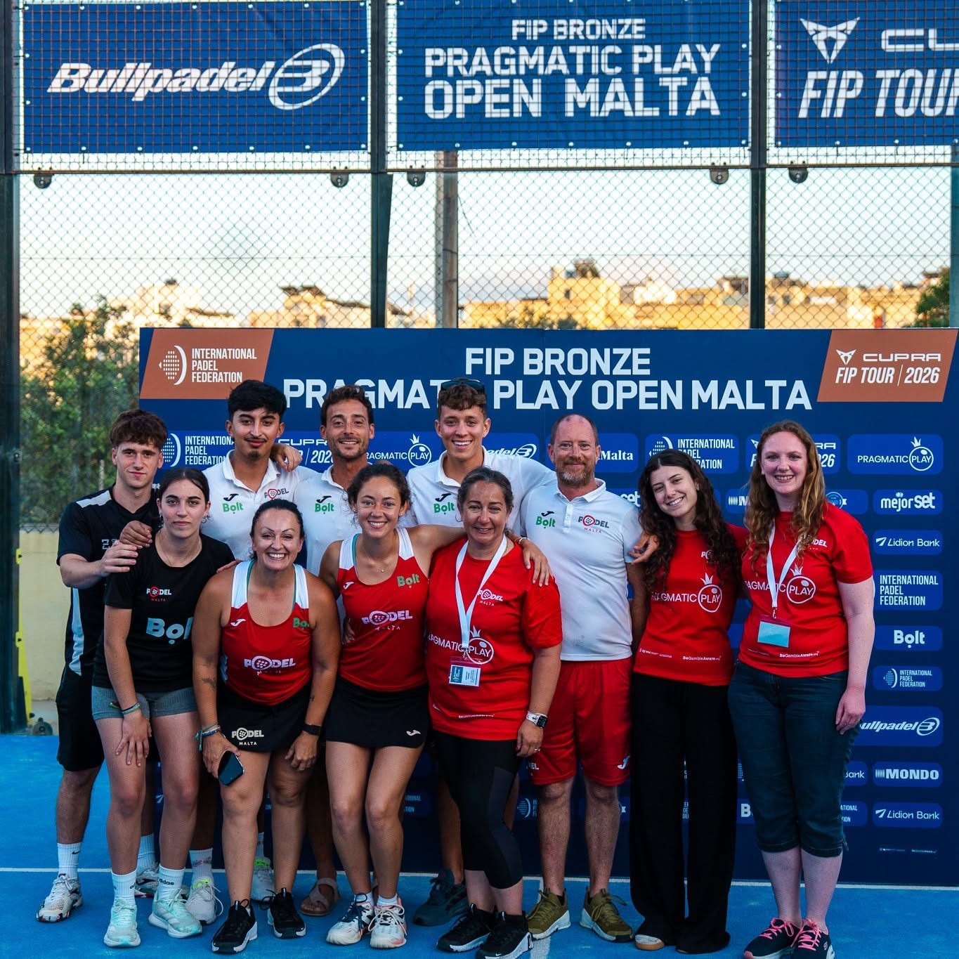 The Padel Malta team and volunteers at the FIP Bronze Open Malta